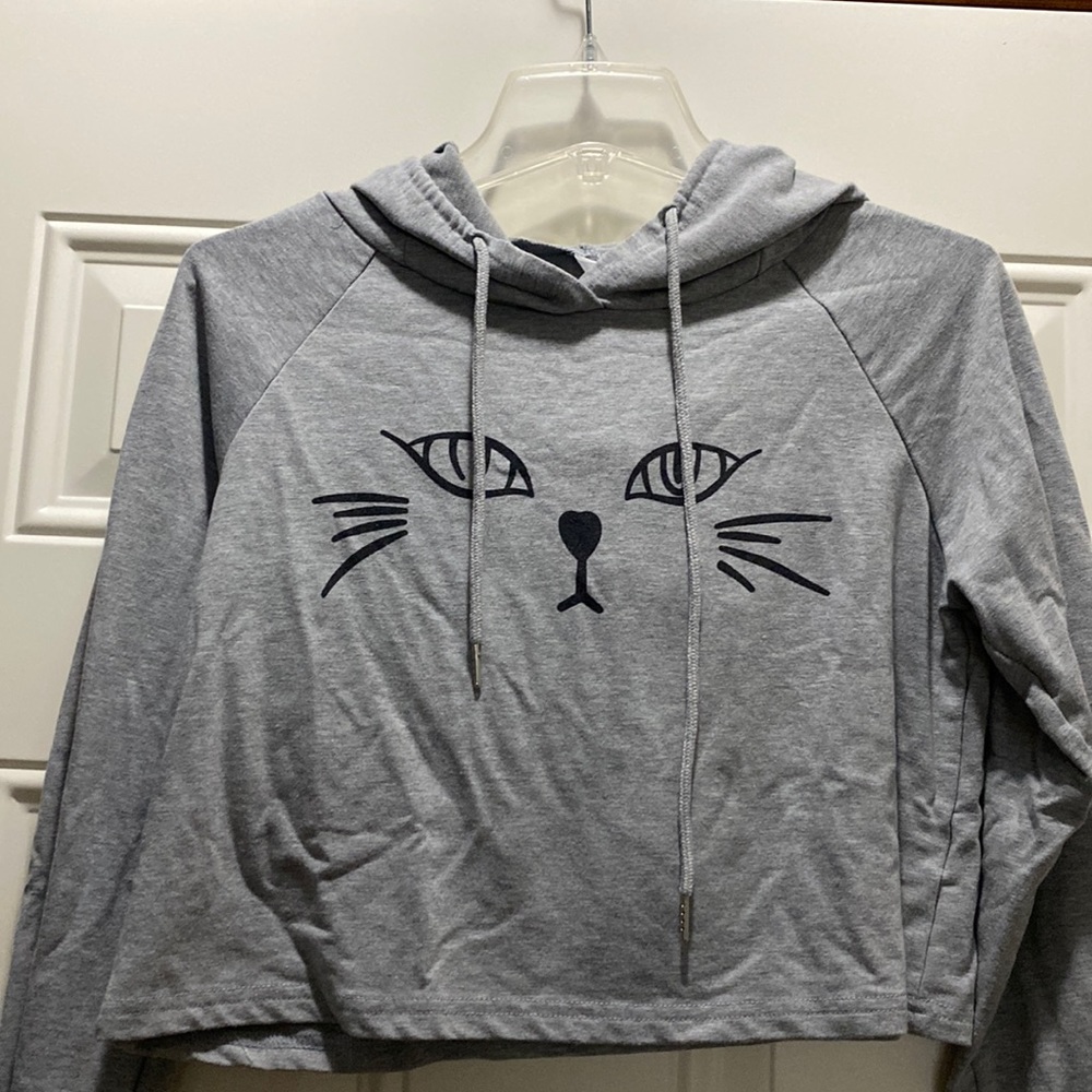 Women’s XS crop top hoodie gray